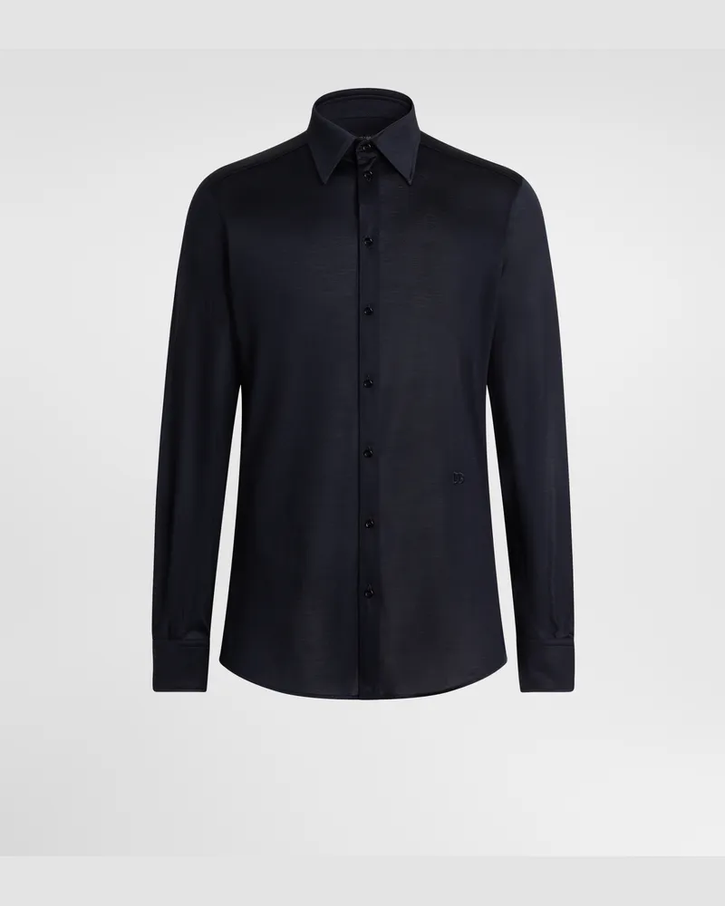 Dolce & Gabbana Hemd Martini Aus Seidenjersey - Mann Hemden Blau Blau