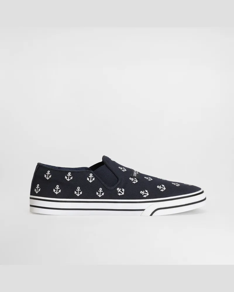 Dolce & Gabbana Sneaker Dg Sailing Aus Drill Mit Stickerei - Mann Sneakers Blau Blau