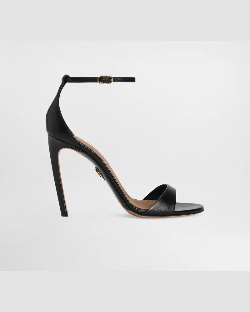 Dolce & Gabbana Sandalette Aus Glänzendem Ziegenleder - Frau Sandalen Und Wedges Schwarz Schwarz