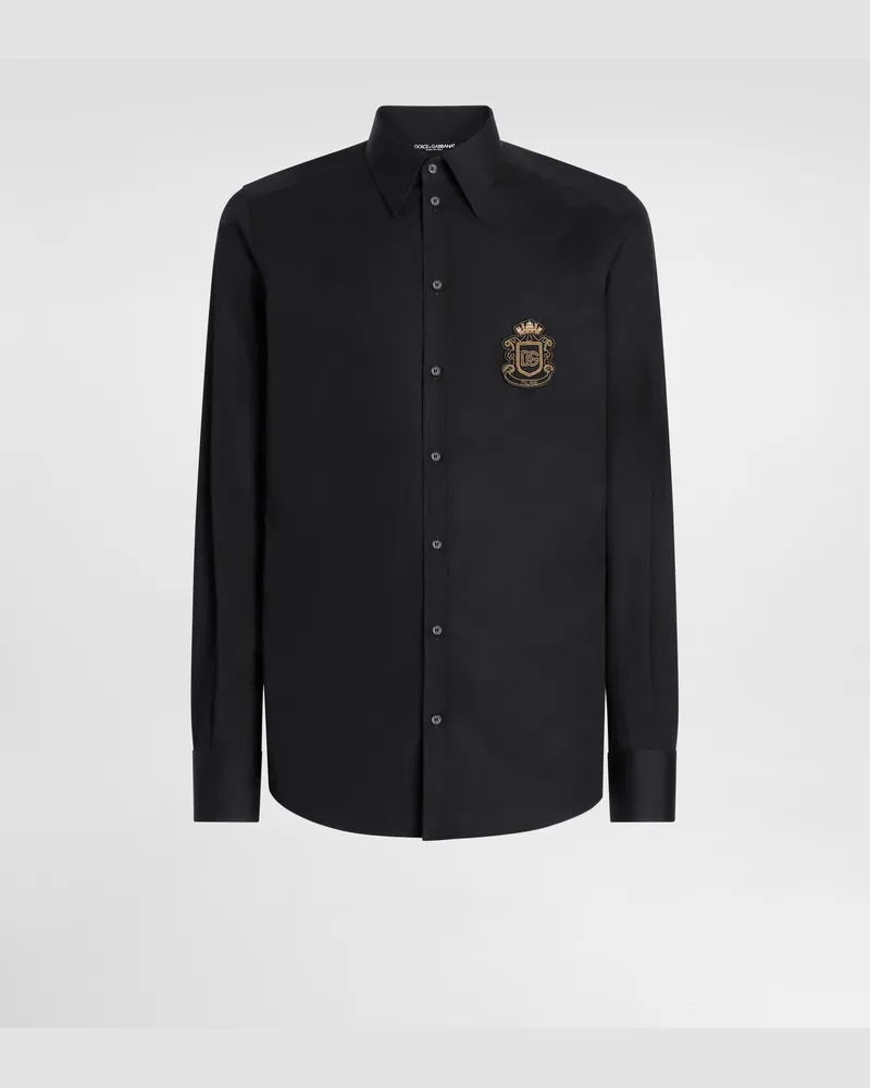 Dolce & Gabbana Cotton Martini Shirt - Mann Hemden Schwarz Black