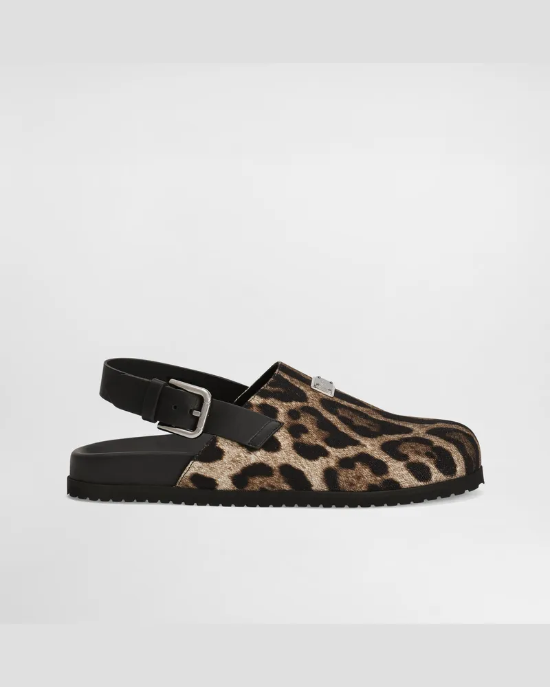 Dolce & Gabbana Sabot Aus Canvas - Mann Sandalen Und Slides Animalprint Drucken