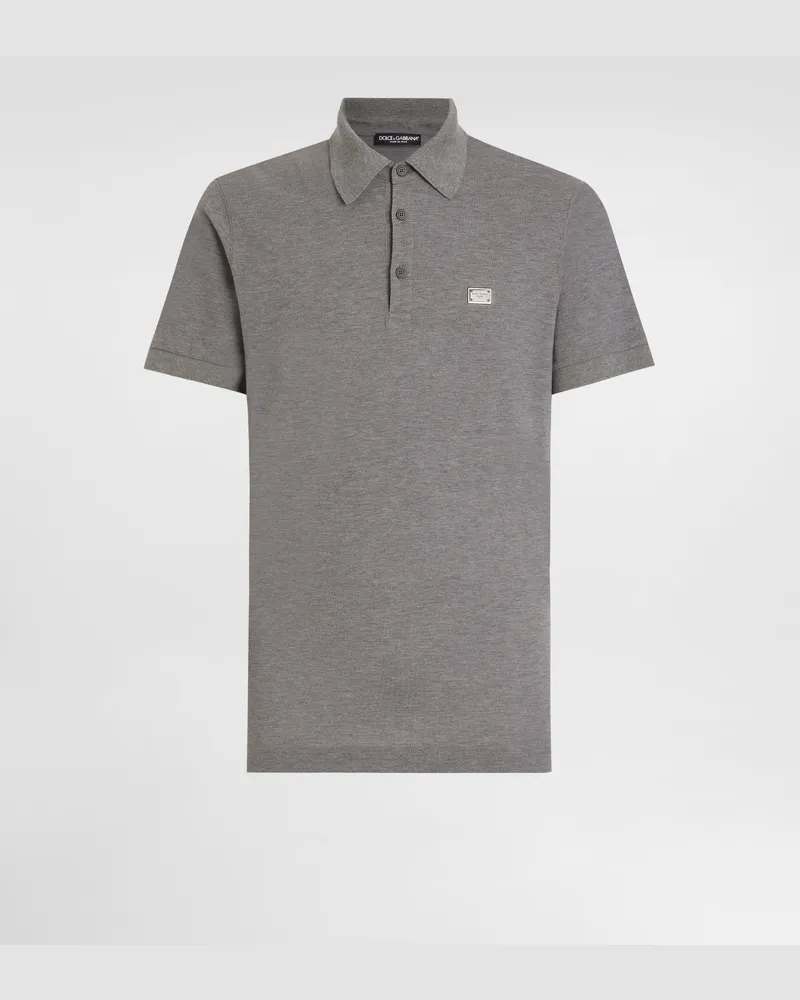 Dolce & Gabbana Poloshirt Aus Baumwolle Mit Logoplakette - Mann T-shirts Und Polos Grau Grau
