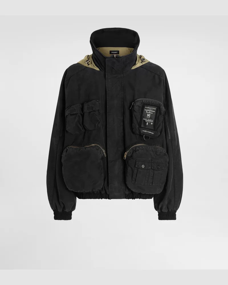 Dolce & Gabbana Waxed Natté Bomber Jacket - Mann Mäntel Und Jacken Schwarz Black
