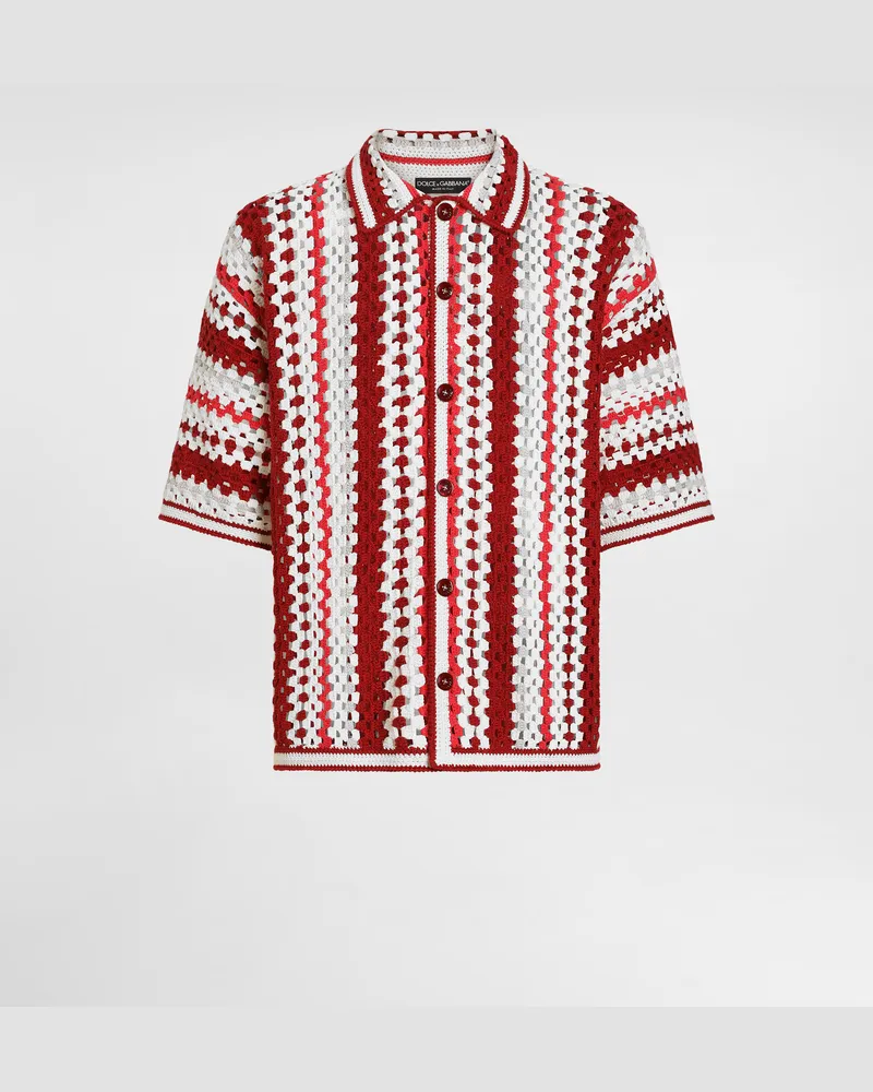 Dolce & Gabbana Cardigan Aus Gehäkelter Baumwolle - Mann Strickwaren Mehrfarbig Mehrfarbig