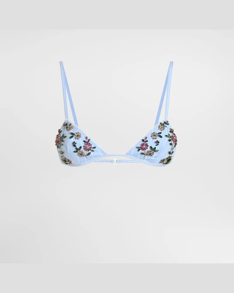 Dolce & Gabbana Striped Poplin Bra With Embroidery - Frau Unterwäsche #n/d Mehrfarbig