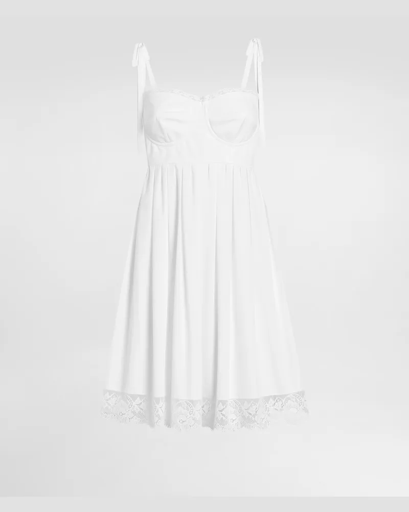 Dolce & Gabbana Short Poplin Dress - Frau Kleider Wei Weiss