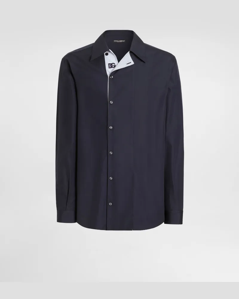 Dolce & Gabbana Hemd Martini Aus Baumwollpopeline - Mann Hemden Blau Blue