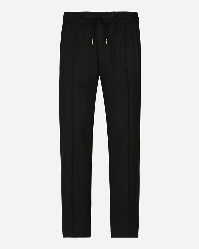 Dolce & Gabbana Jogginghose Aus Wollstretch - Mann Hosen Und Shorts Schwarz Schwarz