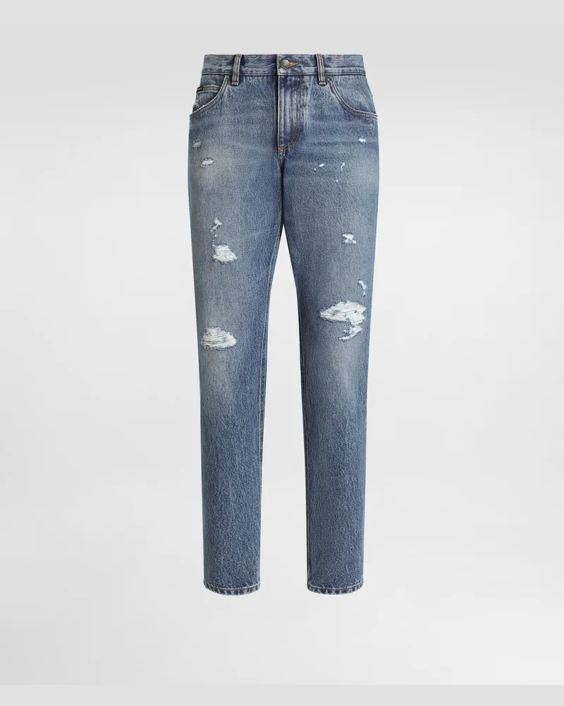 Dolce & Gabbana Regular Cotton Jeans - Mann Jeans Mehrfarbig Multicolor