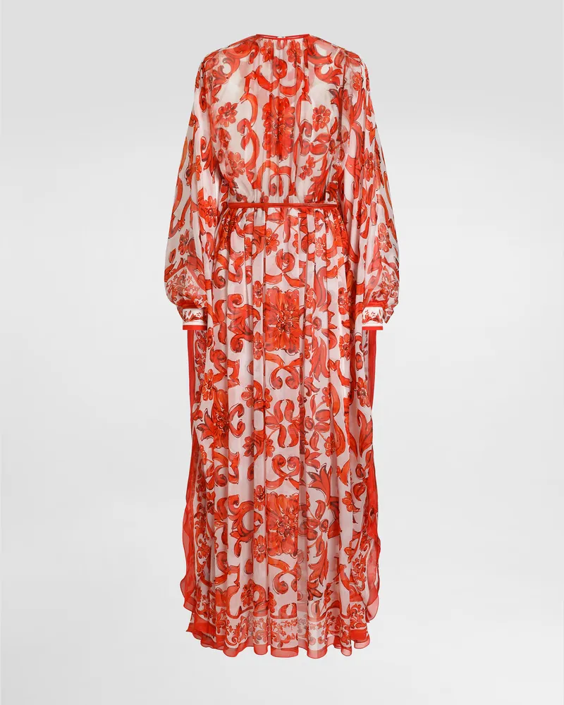 Dolce & Gabbana Langes Kaftankleid Mit Majolika-print - Frau Kleider Mehrfarbig Mehrfarbig