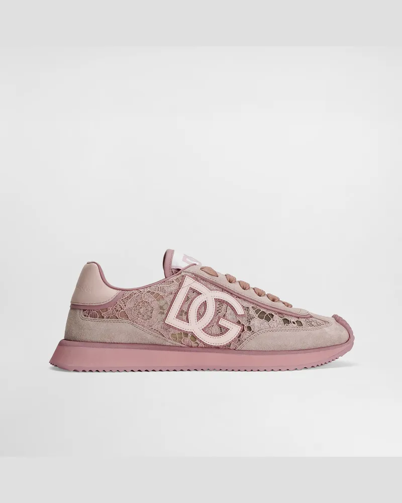 Dolce & Gabbana Sneakers Dg Cushion Aus Spitze Und Kalbsleder - Frau Sneakers Mehrfarbig Mehrfarbig