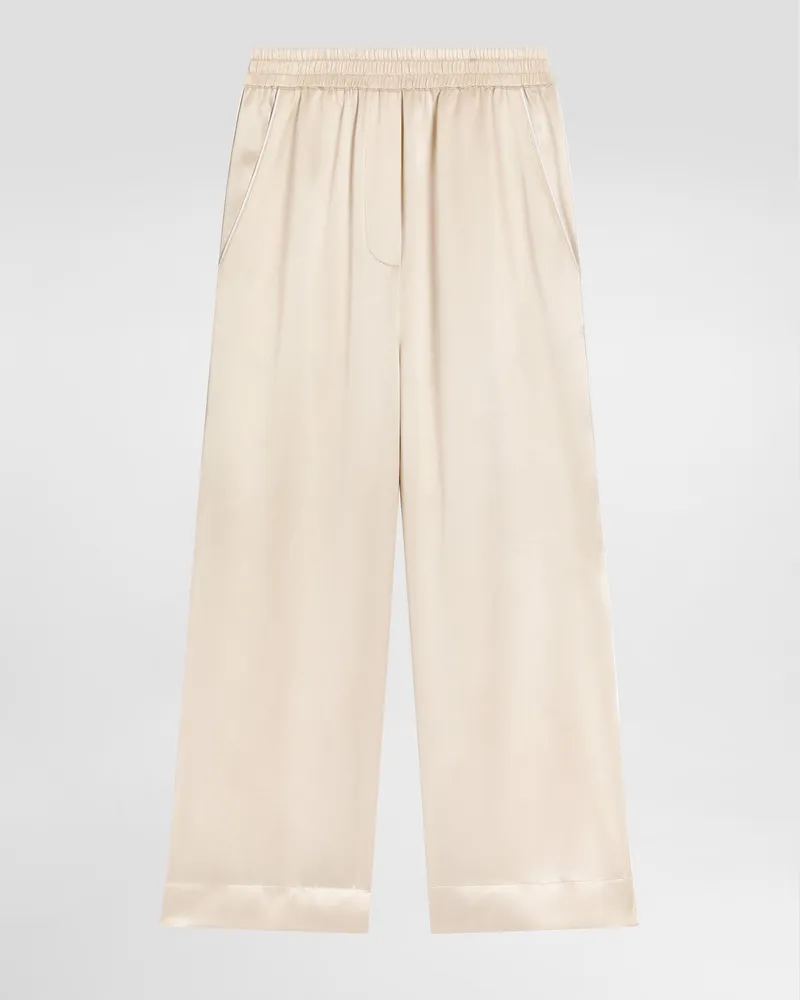 Dolce & Gabbana Silk Satin Trousers - Frau Collection Beige Beige