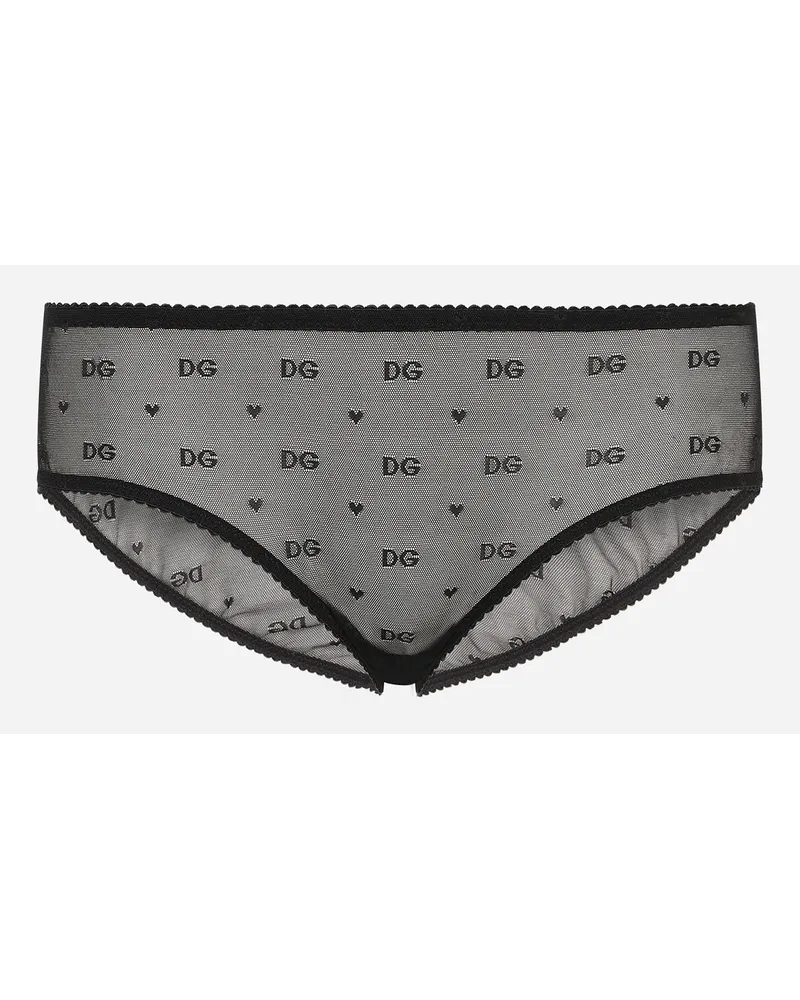 Dolce & Gabbana Slip aus Jacquard-Tüll Schwarz