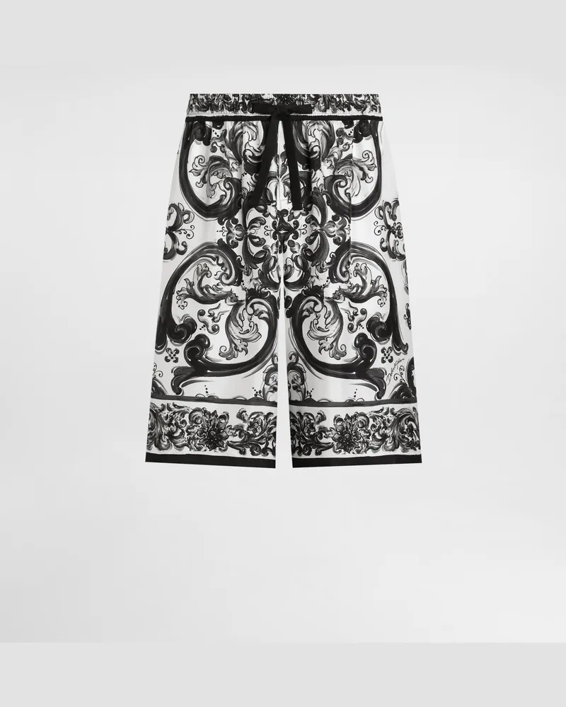 Dolce & Gabbana Hose Aus Seidentwill Mit Majolika-print - Mann Hosen Und Shorts Mehrfarbig Mehrfarbig