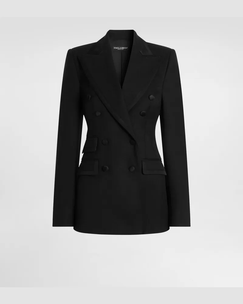 Dolce & Gabbana Jacke Turlington Aus Bi-stretch-twill Mit Zweireihiger Knopfleiste - Frau Blazer Schwarz Black