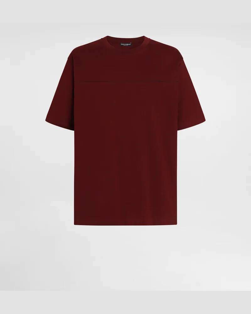 Dolce & Gabbana T-shirt Aus Baumwolle Mit Logo - Mann T-shirts Und Polos Bordeaux Burgunderrot