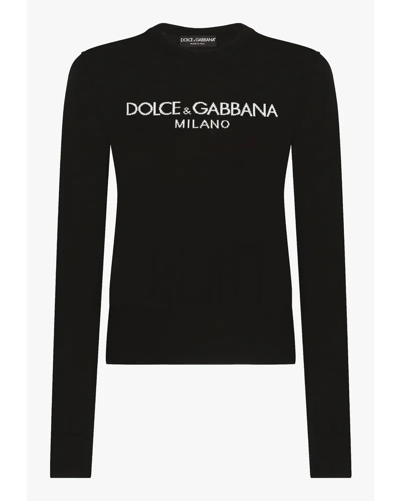 Dolce & Gabbana Wollpullover mit Intarsienlogo Dolce&Gabbana Schwarz