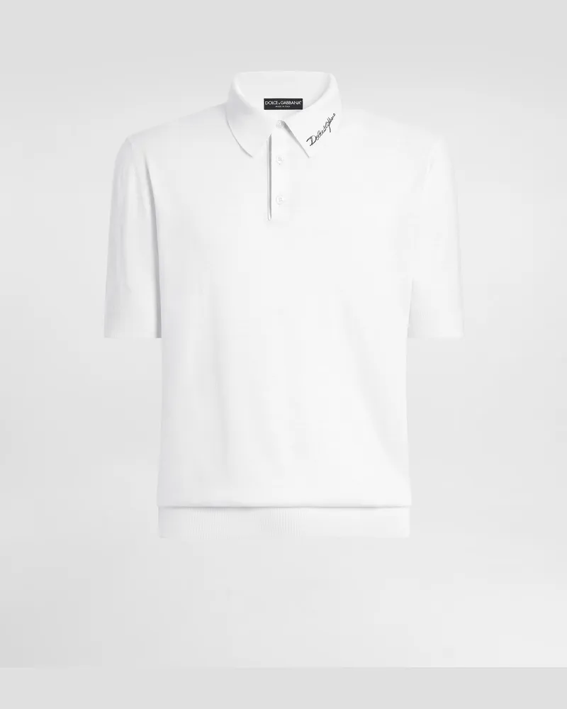 Dolce & Gabbana Poloshirt Aus Wolle - Mann Strickwaren Wei Weiss