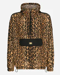 Dolce & Gabbana Jacke mit Kapuze Crespo im Leoprint Print