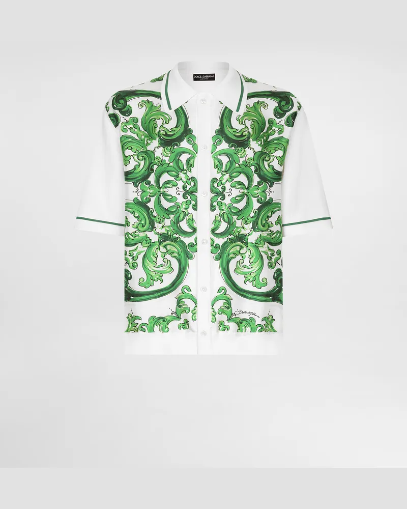 Dolce & Gabbana Oversize-hemd Aus Garn Und Seide Majolika-print - Mann Strickwaren Drucken Drucken