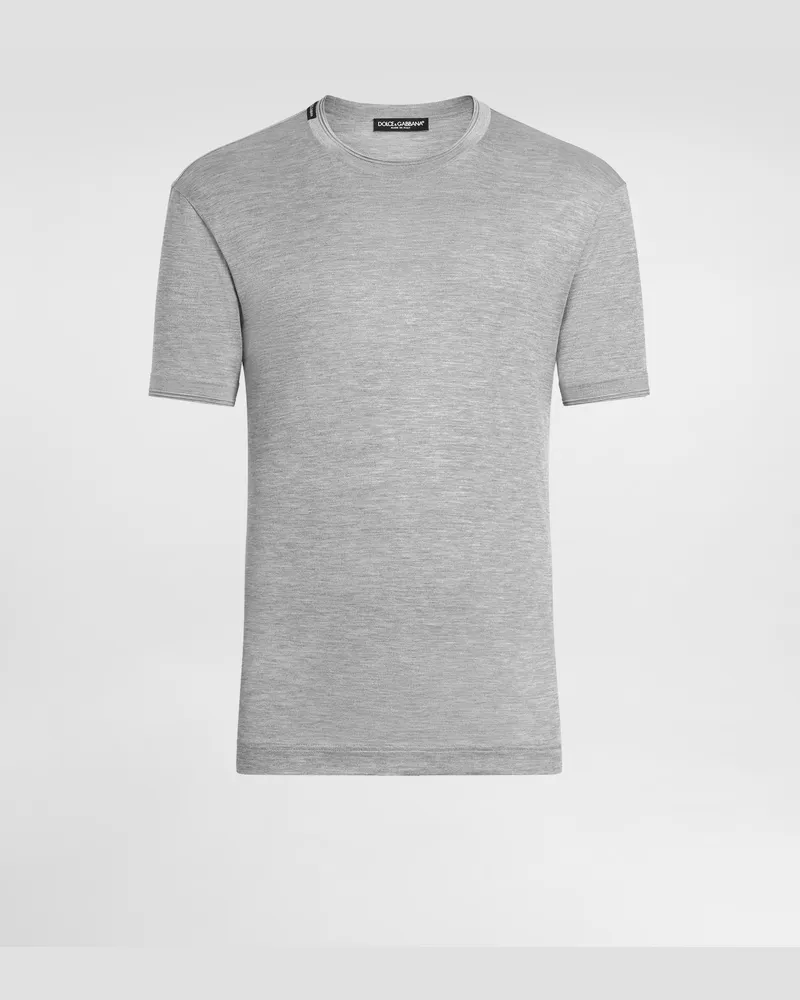 Dolce & Gabbana Kurzarm-t-shirt Aus Seide - Mann T-shirts Und Polos Grau Grau