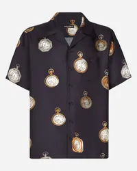 Dolce & Gabbana Hawaiihemd aus Seidentwill Uhren-Print Drucken