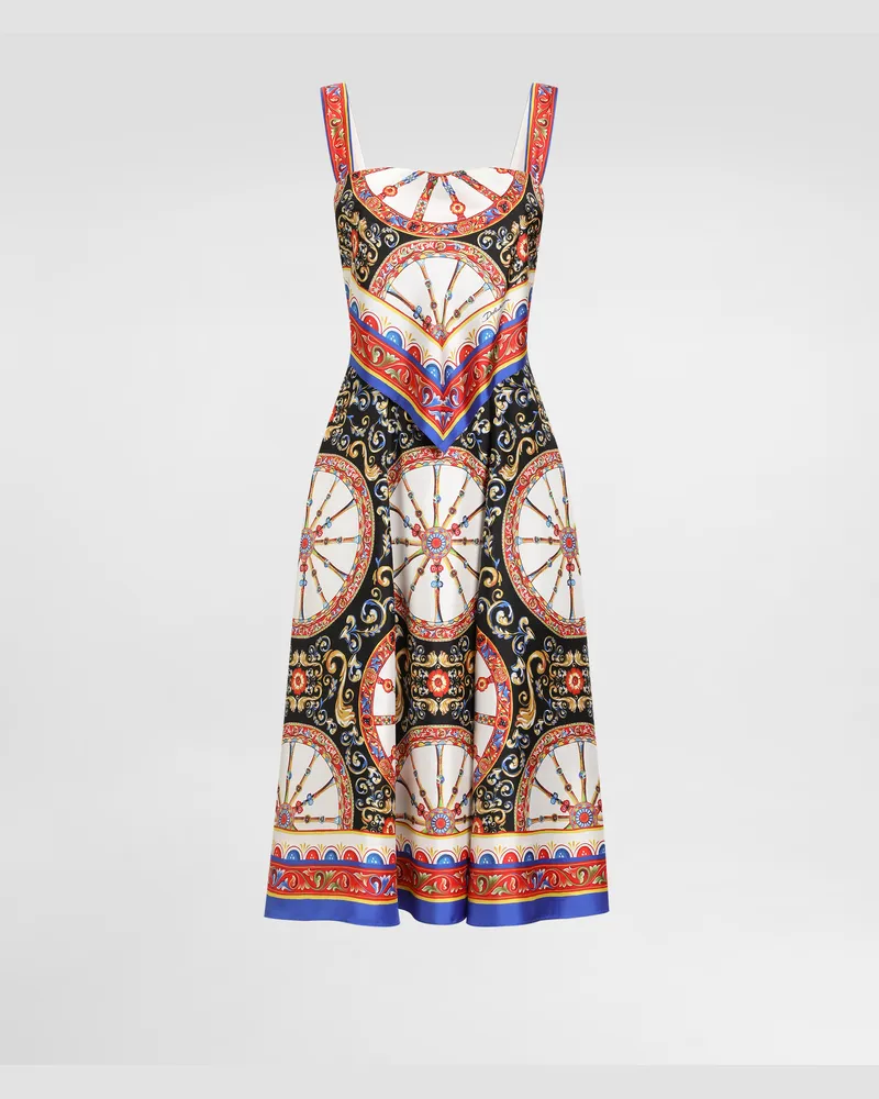Dolce & Gabbana Kleid Aus Twill Mit Carretto-print - Frau Kleider Mehrfarbig Multicolor