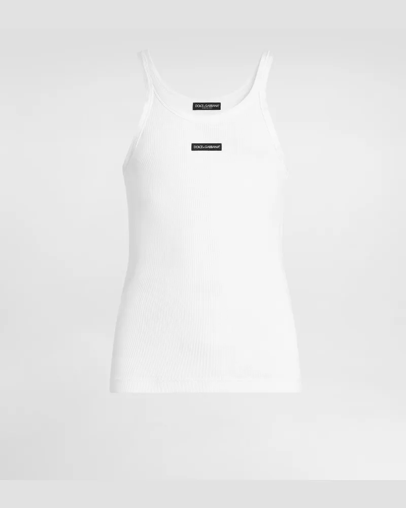 Dolce & Gabbana Cotton Tank Top With Print - Mann T-shirts Und Polos Wei Weiss