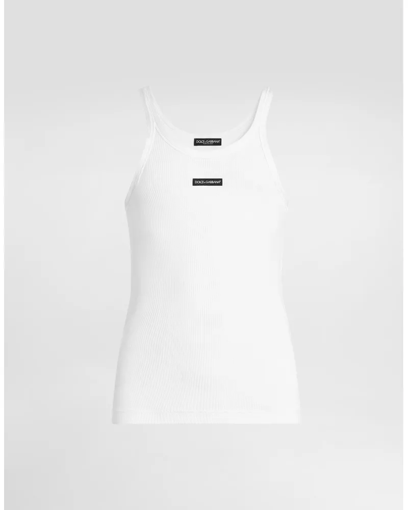 Dolce & Gabbana Cotton Tank Top With Print - Mann T-shirts Und Polos Wei Weiss