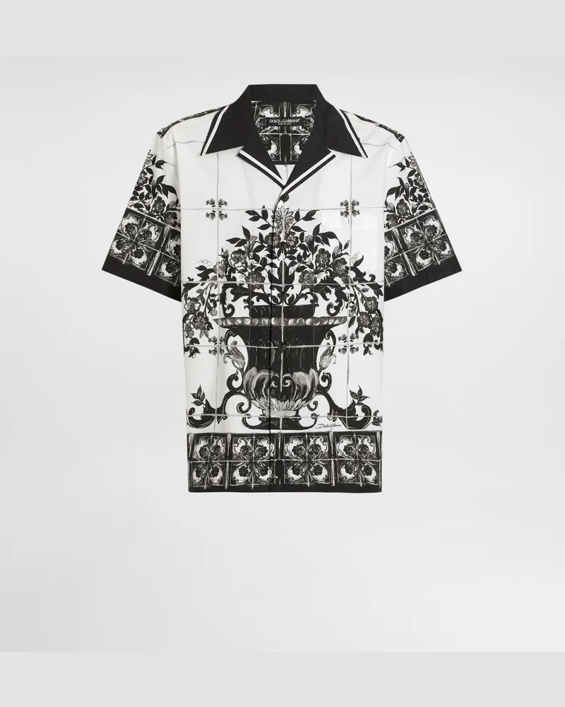 Dolce & Gabbana Hawaiihemd Aus Popeline Mit Majolika-print - Mann Hemden Mehrfarbig Mehrfarbig
