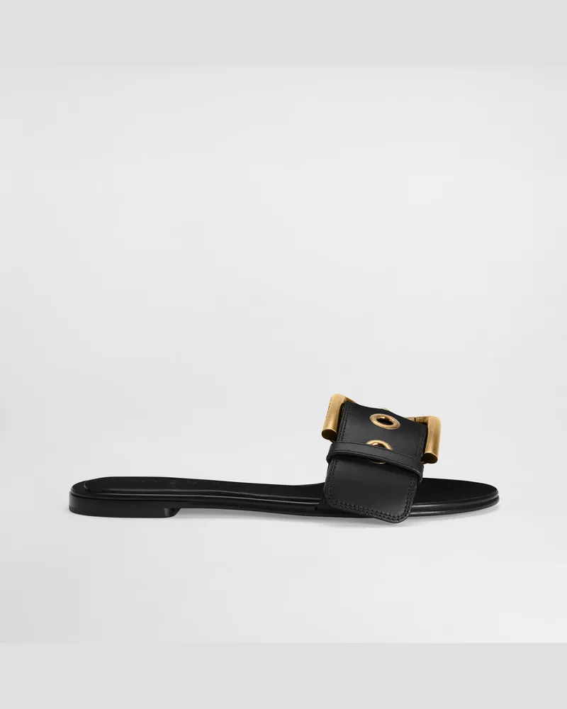 Dolce & Gabbana Cowhide Flat Slippers - Frau Pantoletten Und Mules Schwarz Schwarz