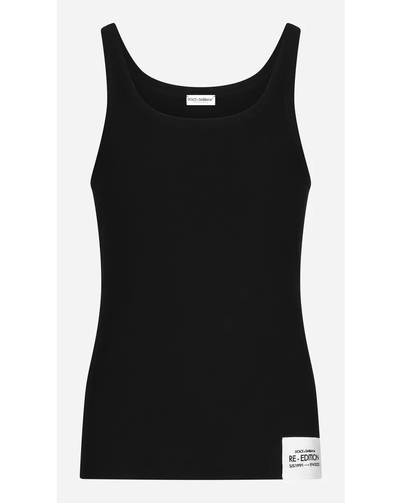 Dolce & Gabbana Geripptes Tanktop Aus Baumwolle Schwarz