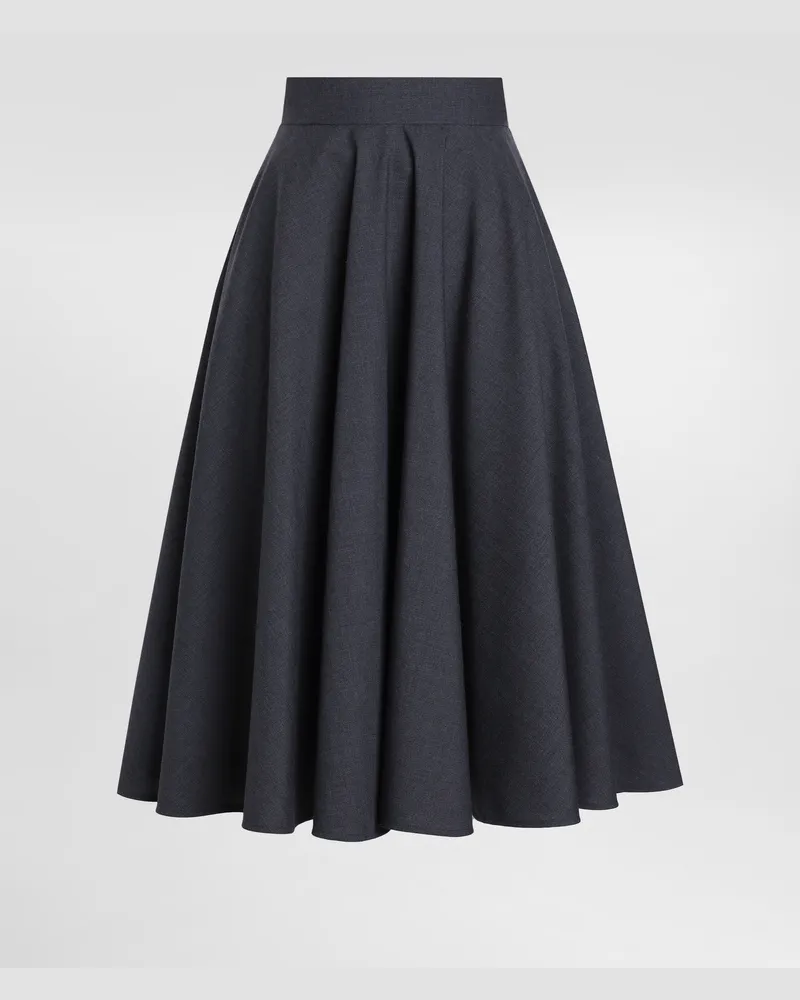 Dolce & Gabbana Longuette-tellerrock Aus Wollstoff - Frau Röcke Grau Grau