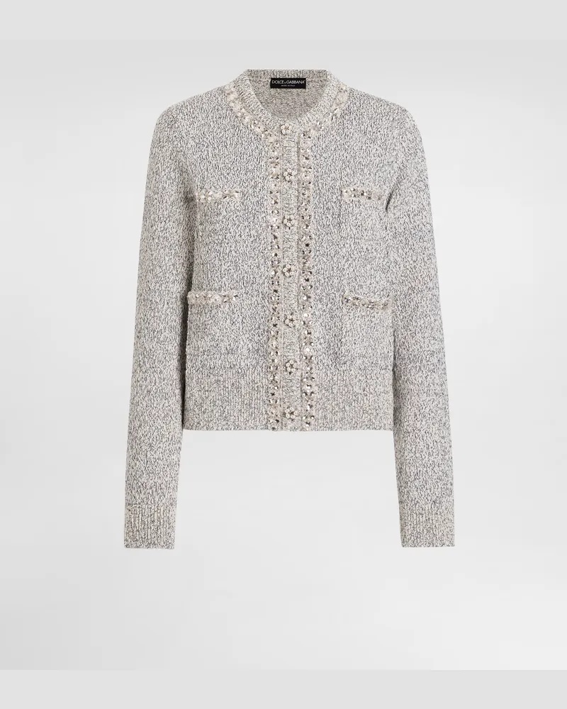 Dolce & Gabbana Cotton And Silk Cardigan - Frau Strickwaren Grau Grau