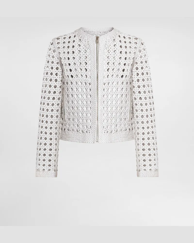 Dolce & Gabbana Jacke Aus Geflochtenem Nappaleder - Mann Mäntel Und Jacken Wei Weiss
