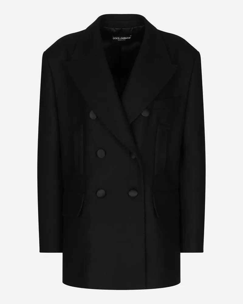 Dolce & Gabbana Zweireihige Oversize-jacke Aus Wolltuch - Frau Blazer Schwarz Schwarz