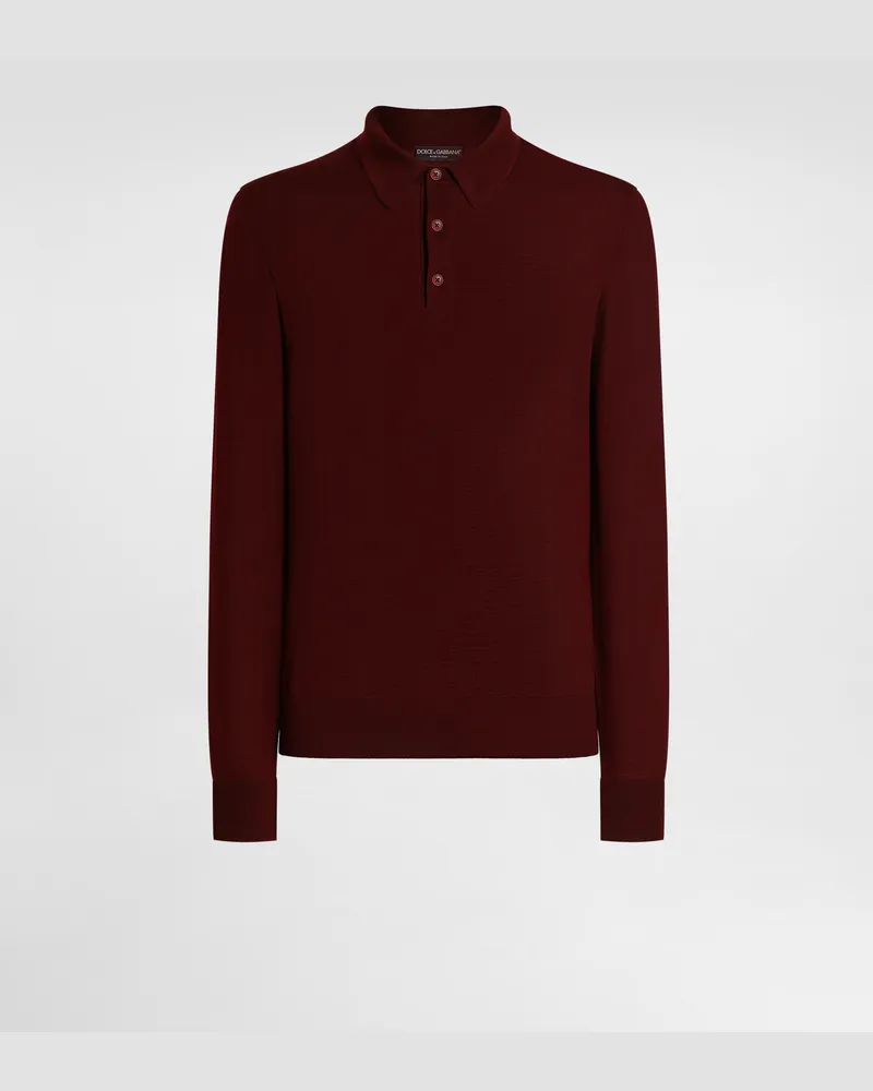 Dolce & Gabbana Poloshirt Aus Wolle Im Glattstrick - Mann Strickwaren Violett Violett