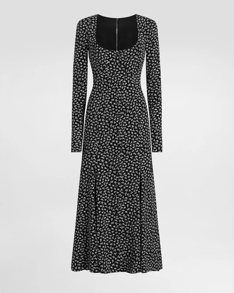 Dolce & Gabbana Kleid Aus Charmeuse Mit Blätter-print - Frau Collection Mehrfarbig Mehrfarbig