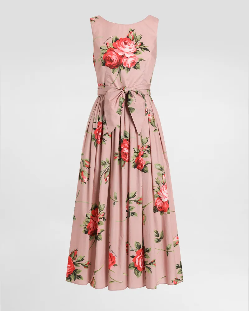 Dolce & Gabbana Rose Bouquet-print Cotton Dress - Frau Kleider Mehrfarbig Mehrfarbig