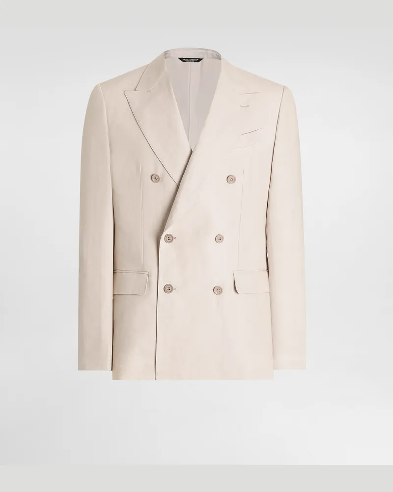Dolce & Gabbana Zweireihige Jacke Aus Leinenstoff - Mann Anzüge Und Blazer Beige Beige