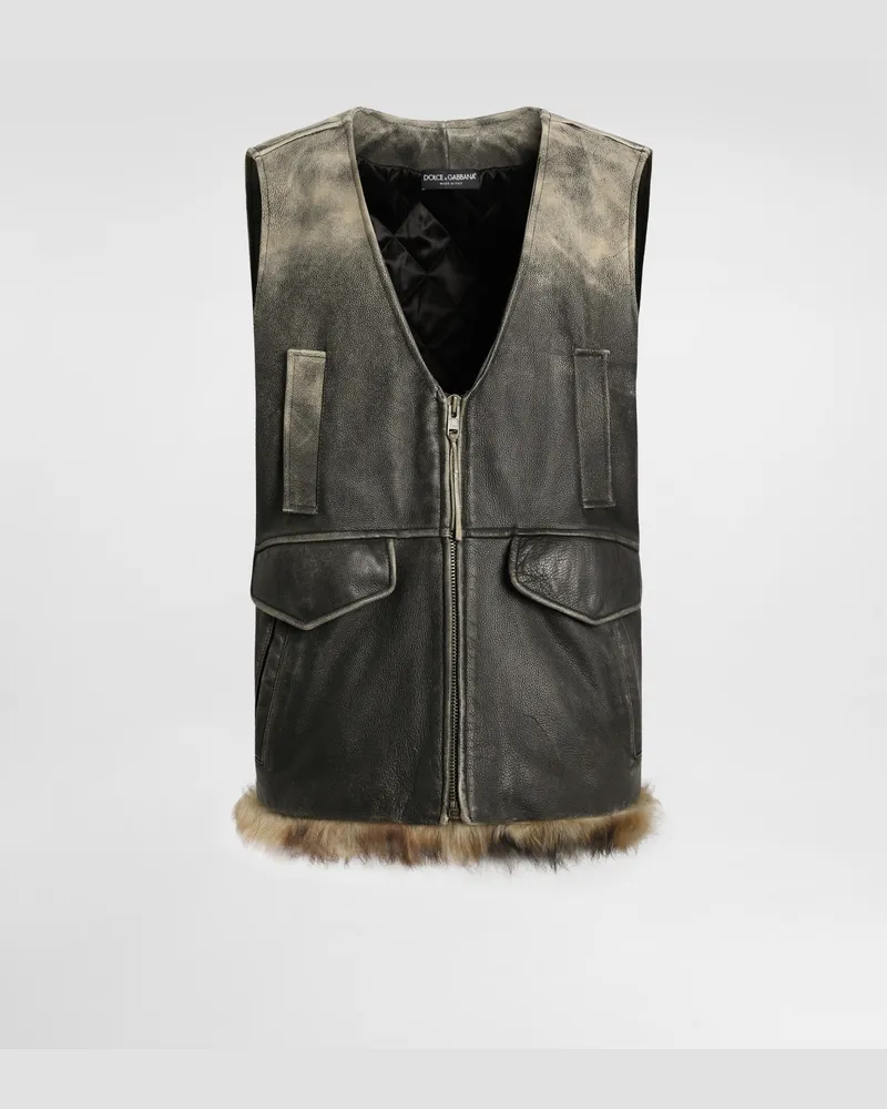 Dolce & Gabbana Vintage Leather Vest - Frau Blazer Mehrfarbig Multicolor