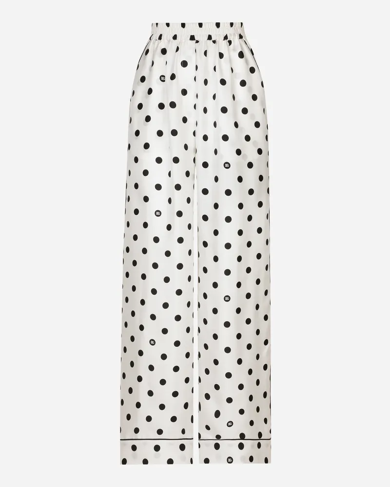 Dolce & Gabbana Pyjamahose Aus Seide Punkteprint - Frau Hosen Und Shorts Drucken Drucken