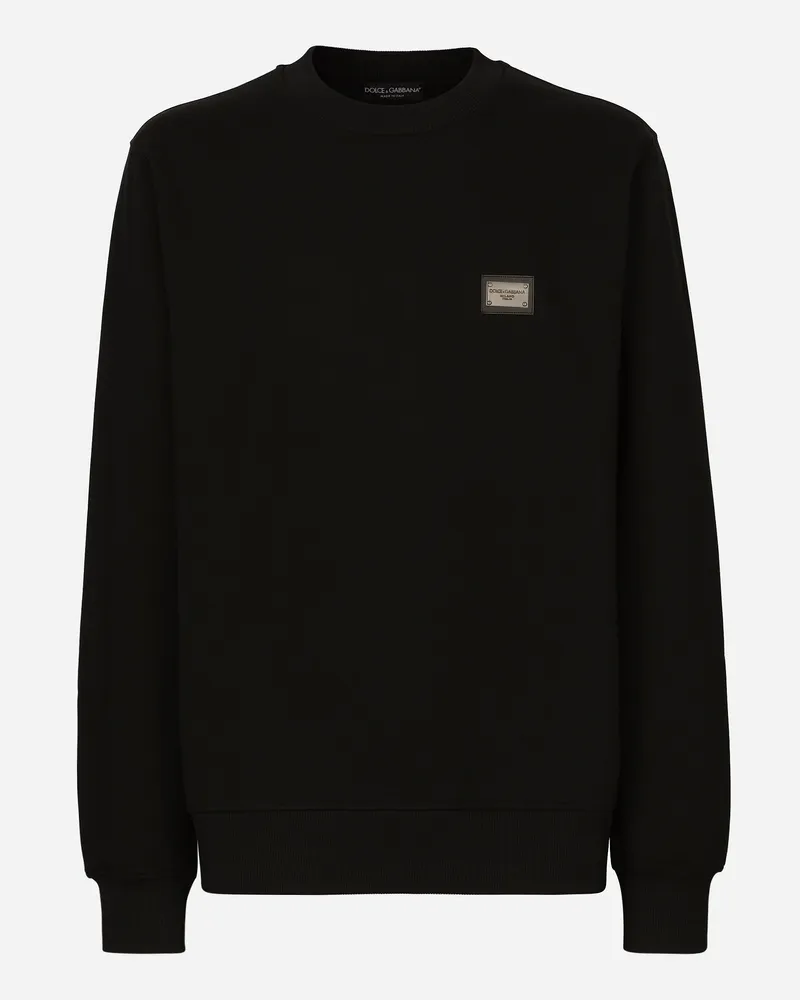 Dolce & Gabbana Jersey-sweatshirt Mit Logoplakette - Mann Sweatshirts Schwarz Schwarz