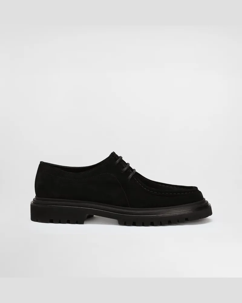 Dolce & Gabbana Derby Aus Spaltleder - Mann Schnürschuhe Schwarz Schwarz