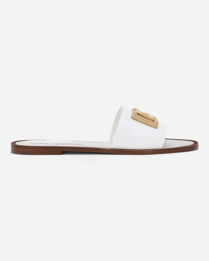 Dolce & Gabbana Pantolette Aus Kalbsleder - Frau Pantoletten Und Mules Wei� Leder Weiss