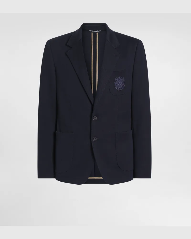 Dolce & Gabbana Jacke Portofino Aus Jersey Mit Einreiher-design - Mann Anzüge Und Blazer Blau Blau