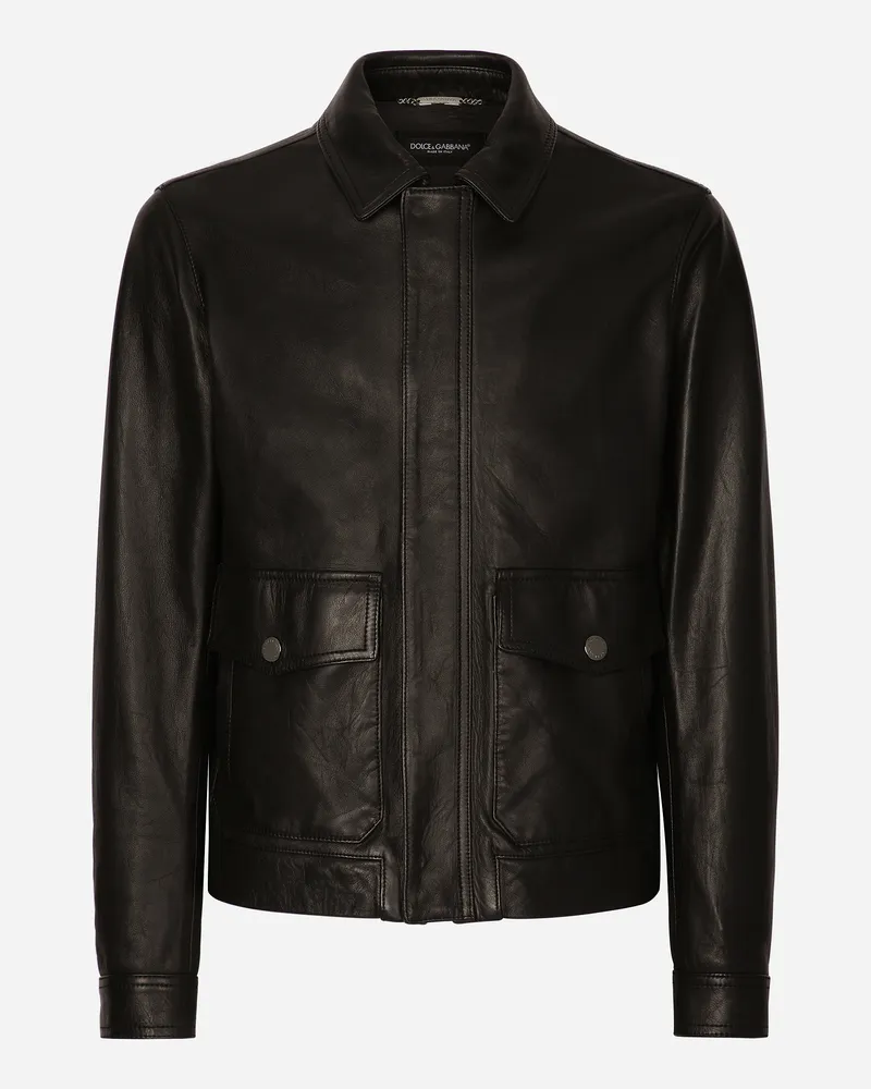 Dolce & Gabbana Lederjacke - Mann Mäntel Und Jacken Schwarz Leder Schwarz