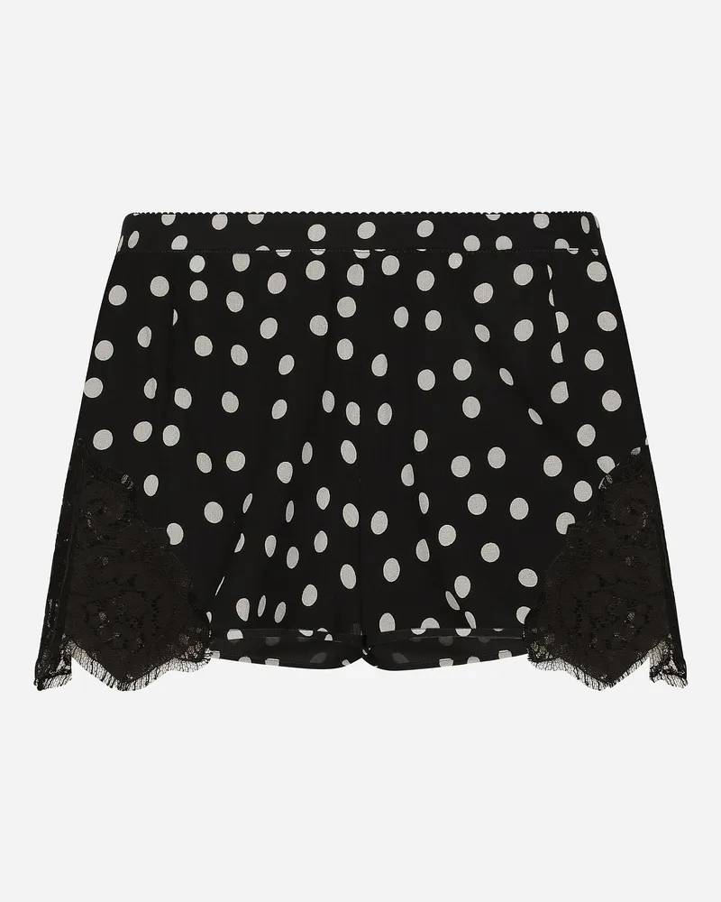 Dolce & Gabbana Dessous-shorts Aus Seide Punkteprint Mit Spitze - Frau Unterwäsche Drucken Drucken