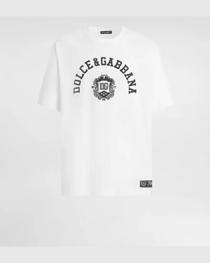 Dolce & Gabbana Jersey T-shirt With Embroidery - Mann T-shirts Und Polos Wei White