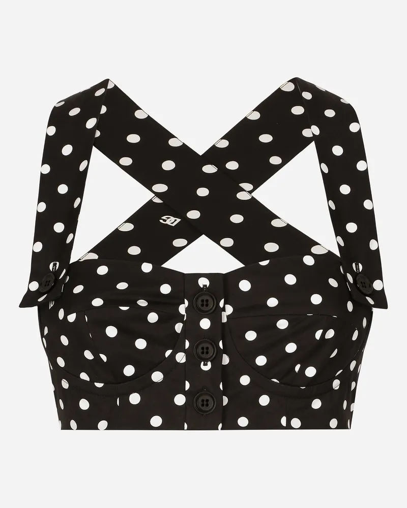 Dolce & Gabbana Bustier-top Aus Baumwolle Punkteprint - Frau Blusen Und Tops Drucken Drucken